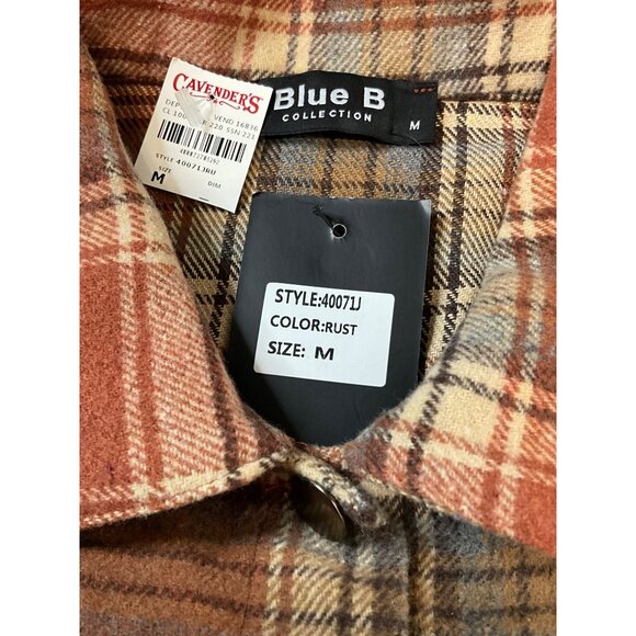 Blue B Collection Women's Plaid Rust Shacket Medium 100% Polyester - Picture 3 of 9
